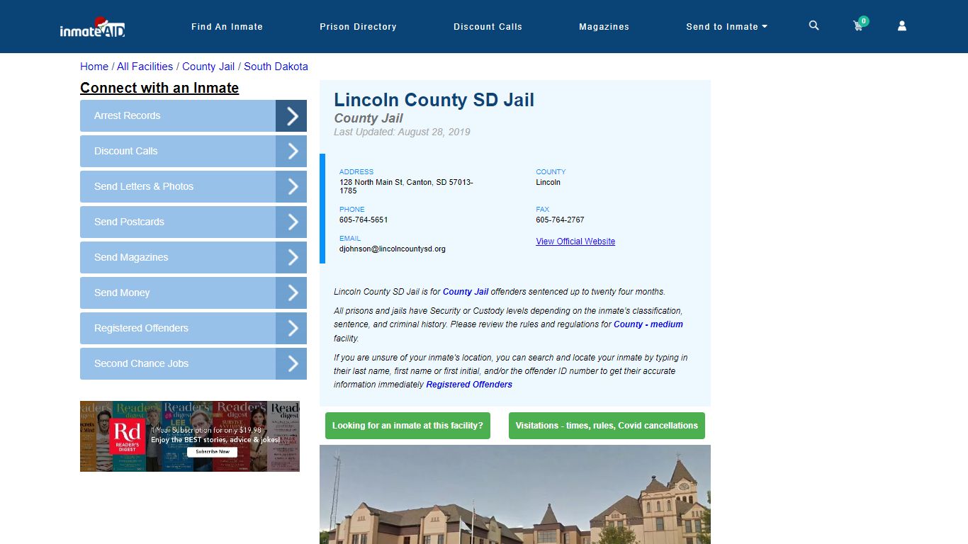 Lincoln County SD Jail - Inmate Locator - Canton, SD
