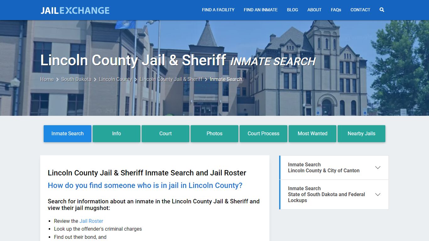 Inmate Search: Roster & Mugshots - Lincoln County Jail & Sheriff, SD