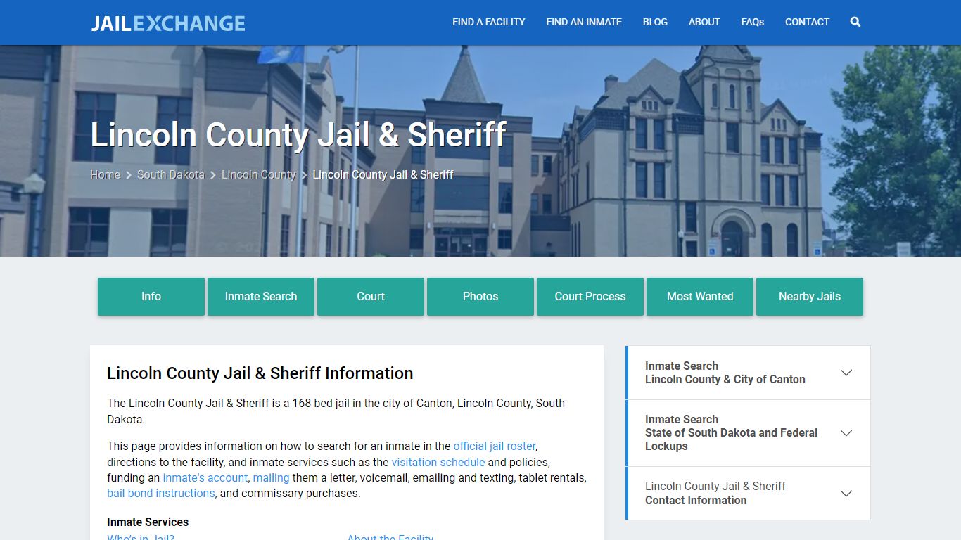 Lincoln County Jail & Sheriff, SD Inmate Search, Information