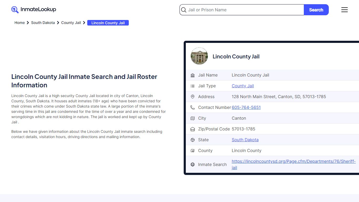 Lincoln County Jail (SD) Inmate Search South Dakota - Inmate Lookup